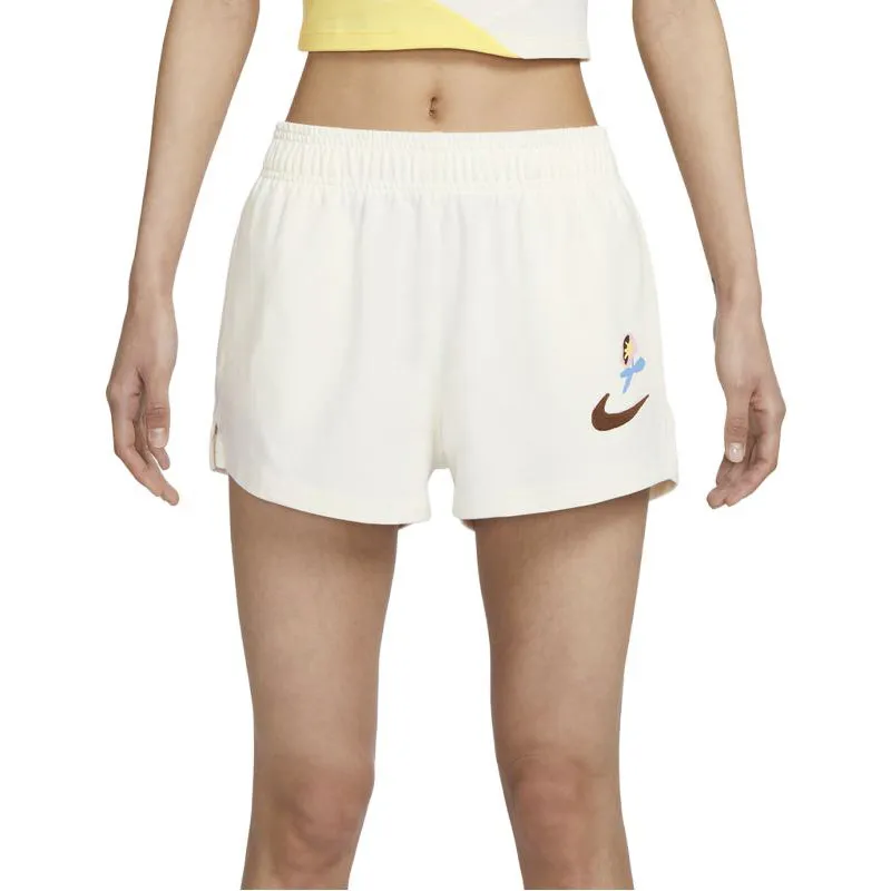 Nike Sportswear Women's Logo Print Elastic Shorts 'Sail White'-3
