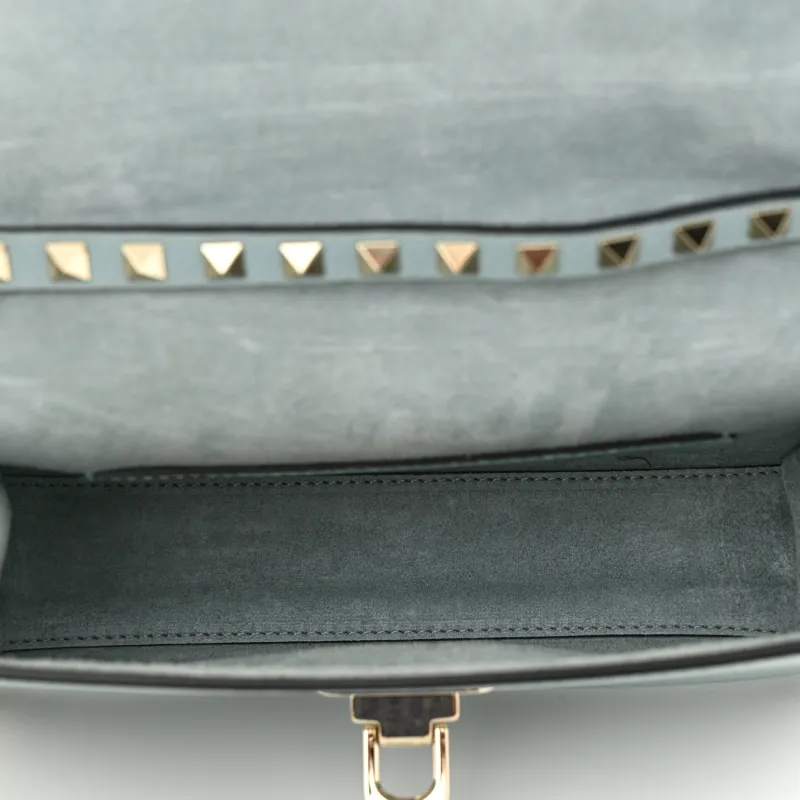 Valentino Rockstud Leather Crossbody Bag, Shoulder Bag Small Size Women's Light Blue-3