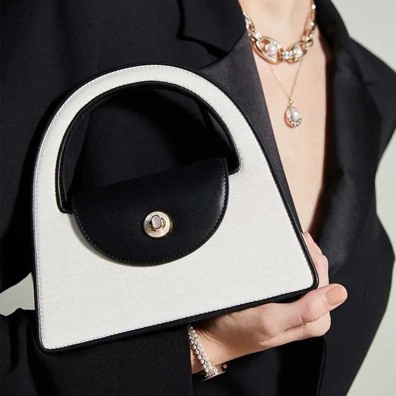 RiotLILY Artificial Leather One Shoulder Handbag Regular Women's Black/White-3