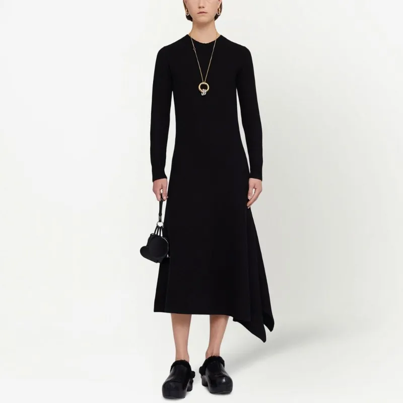 JIL SANDER Wool Asymmetric Midi dress-1