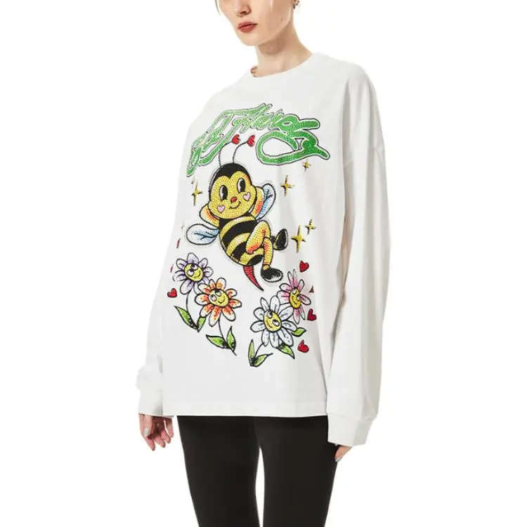 Ed Hardy SS24 Drop Shoulder Sleeve T Shirt Women's White-3