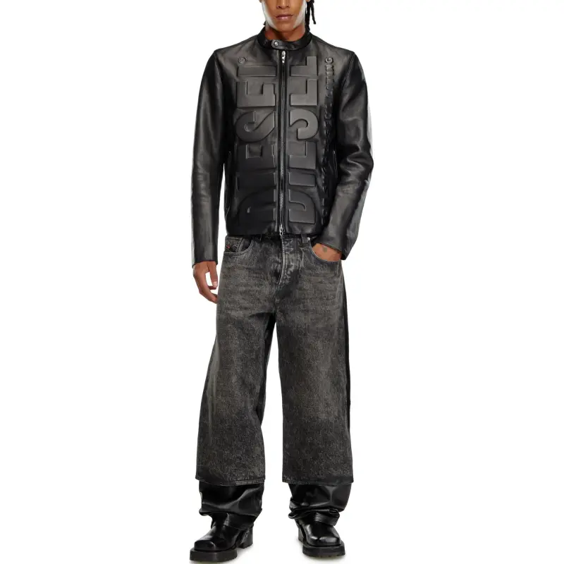 DIESEL L Met Vert Logo Embossed Zipped Jacket-3
