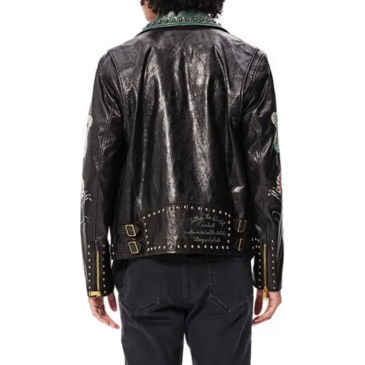 Ed Hardy FW24 Leather Jacket Men's Black-2