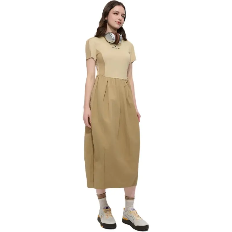 FILA FUSION FOBFUSION LIFE SS25 Short Sleeved Dresses Women's Dark Wheat Khaki-2