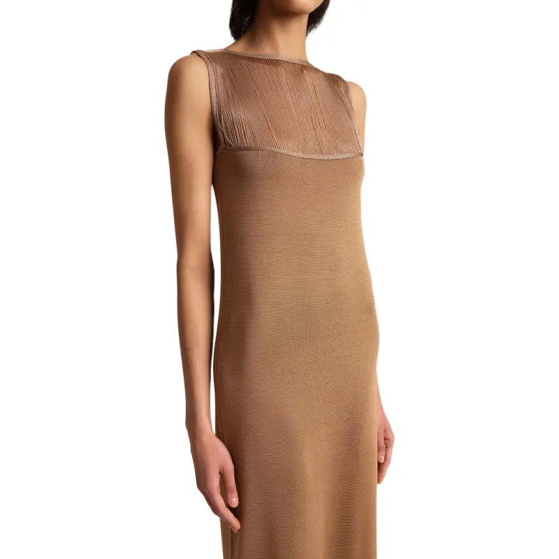 KHAITE SS25 Ruslan Dress Sleeveless Dress Women's Almond/Almond-5