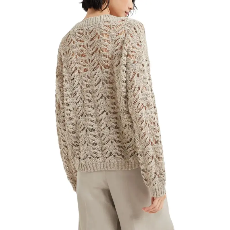 Brunello Cucinelli Foliage Lace V Neck Jumper-2