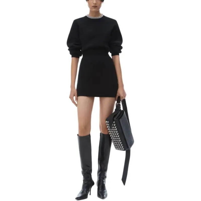 Alexander Wang Embellished-Neck Long-Sleeve Dress-1