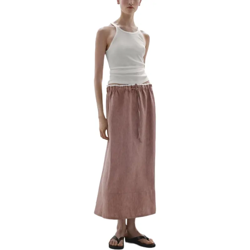 Massimo Dutti Casual Long Skirt Women's Pink-2