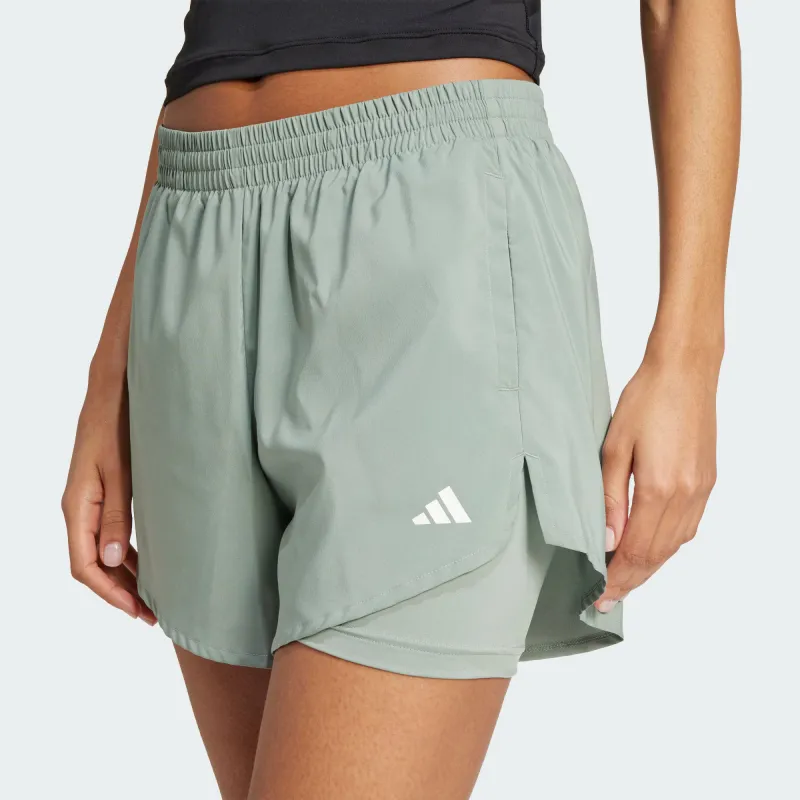 Adidas AEROREADY Casual Shorts Women's Dusty Green/White-3