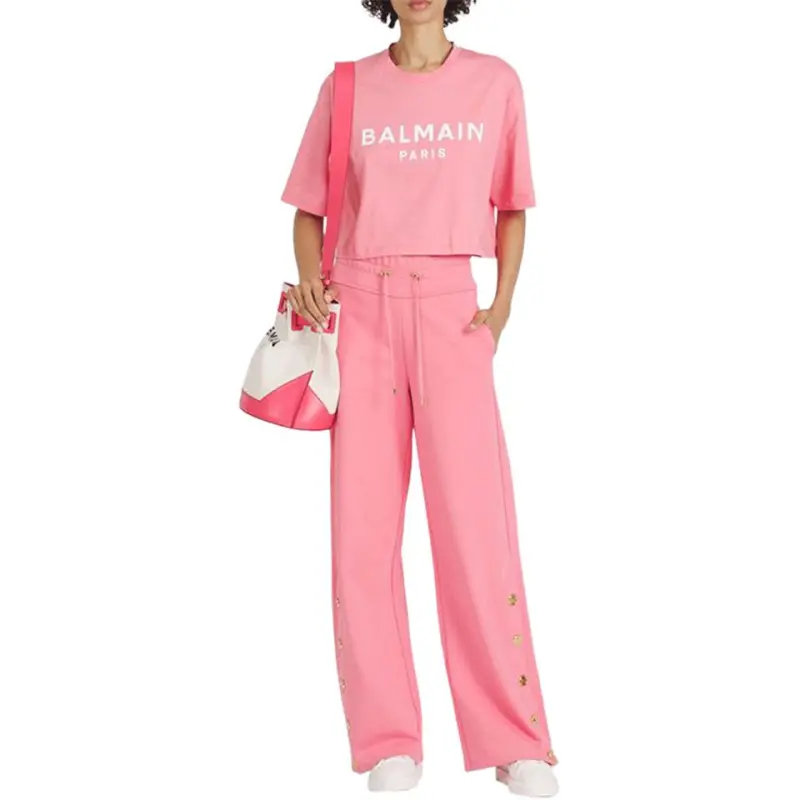 BALMAIN SS22 Sports Pants Women's Salmon Red-1
