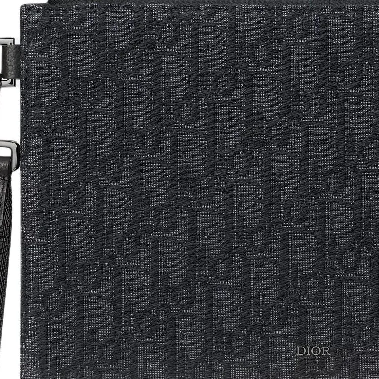 DIOR OBLIQUE Cotton Clutch Men's Black Gray-3