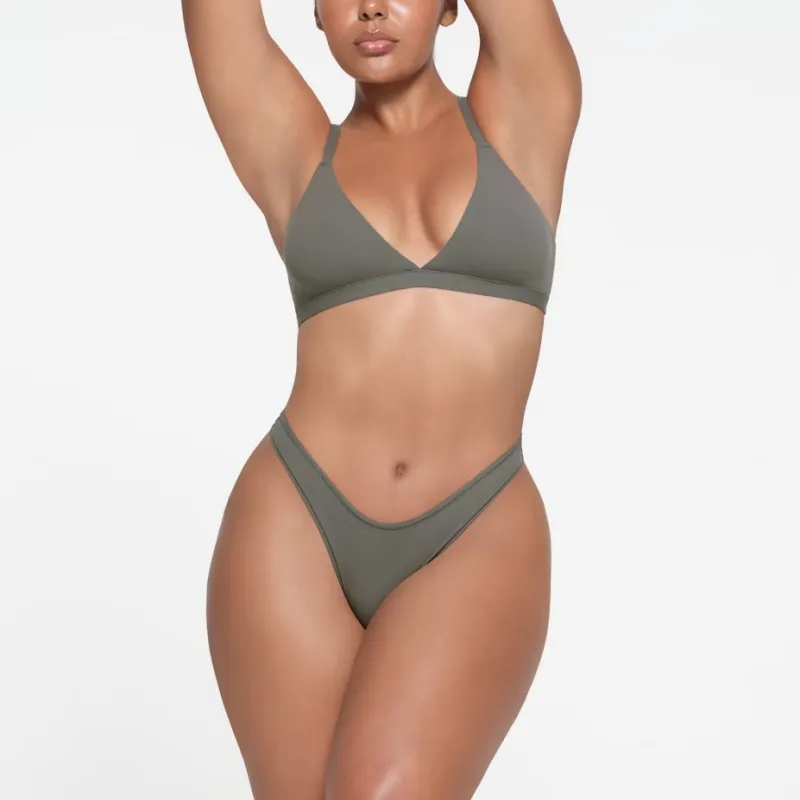 SKIMS FITS EVERYBODY DIPPED FRONT THONG Underpants Women's 1 Pack GUNMETAL/Bronze-2