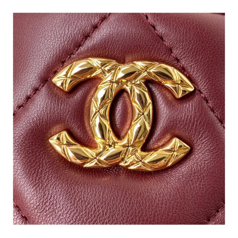 CHANEL Polished Lambskin Bucket Bag, Clutch, Shoulder Bag, Crossbody Bag Women's Burgundy-2