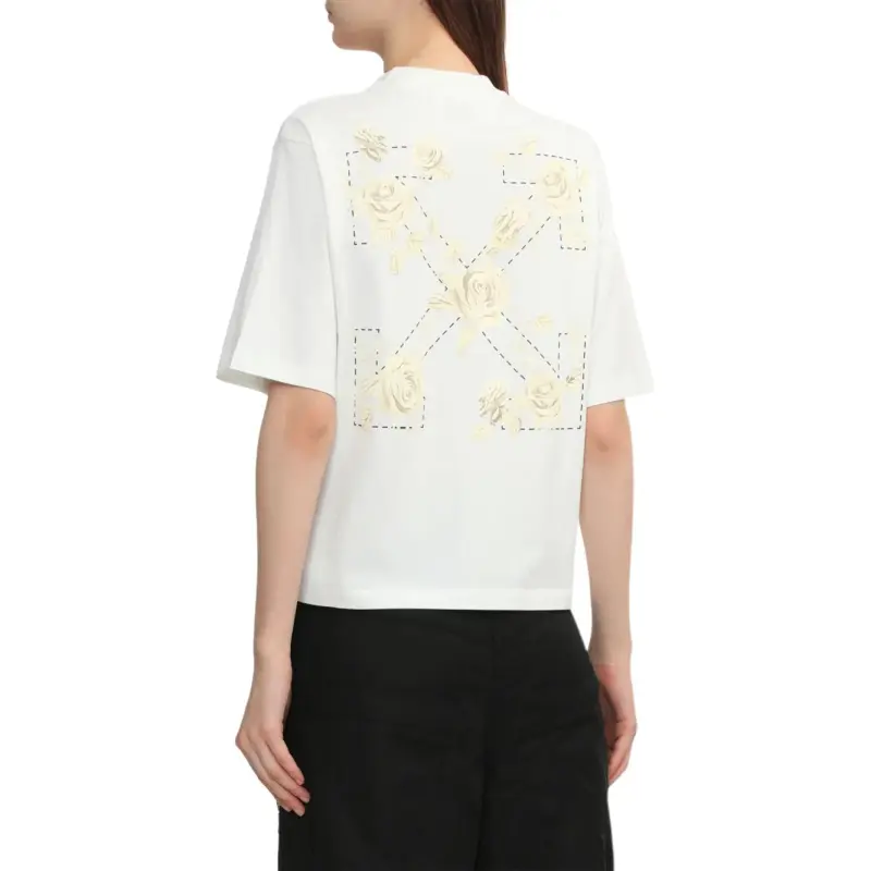 OFF WHITE Roses Arrows print T shirt-4