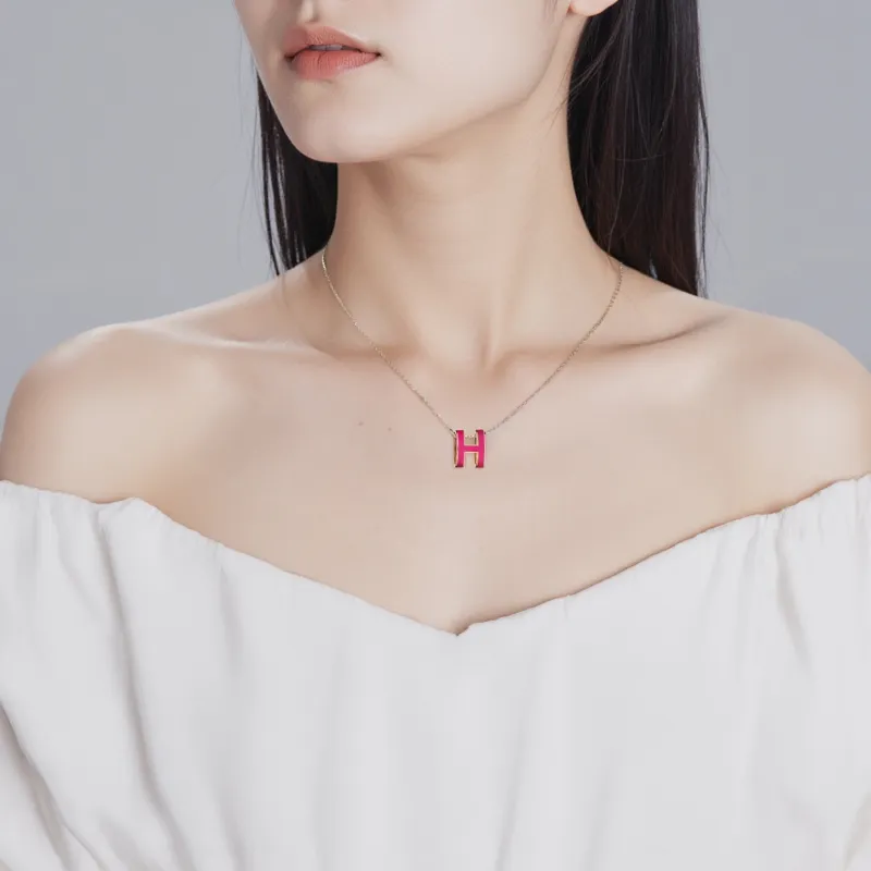 HERMES POP H Collection Palladium Plated Necklaces Women's-2