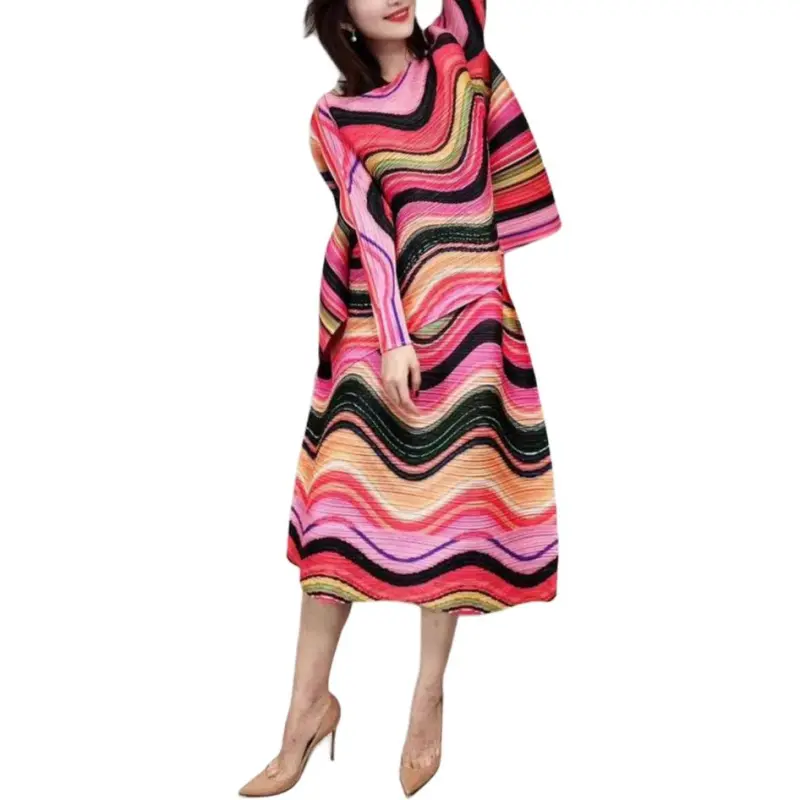 PLEATS PLEASE ISSEY MIYAKE FW22 Casual Long Skirts Women's Pink-1
