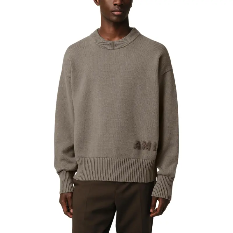 Ami Logo Embroidered Crewneck Knitted Sweater-2