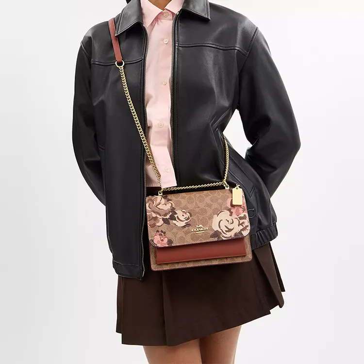 COACH Klare Coated Canvas With Leather Shoulder Bag, Crossbody Bag Trumpets Women's Gold & Tan & Multicolor-3