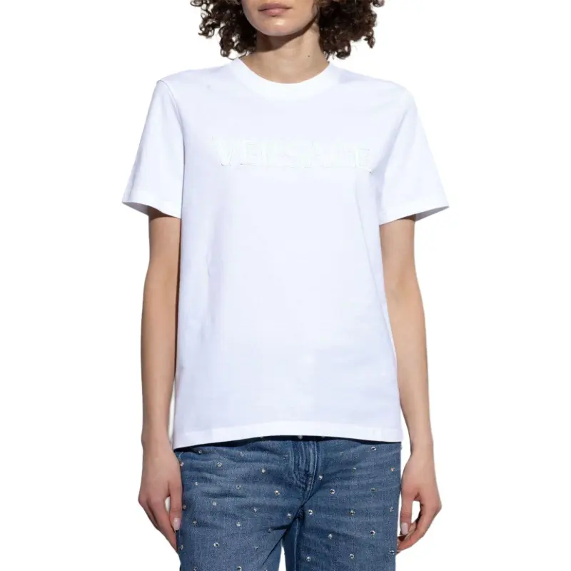 VERSACE Logo Appliqué Crewneck T Shirt-2