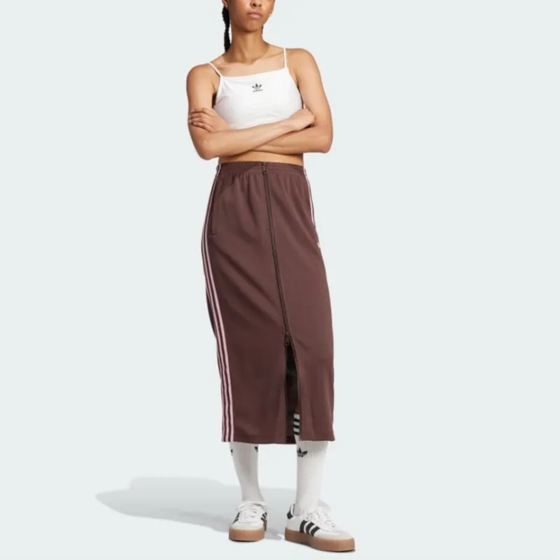 Adidas Originals 70s FW24 Casual Long Skirts Women's Dark Brown-1
