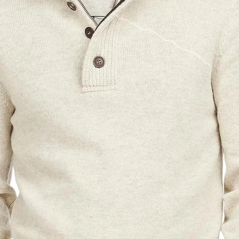 BARBOUR High Neck Half Buttoned Knit Jumper-4