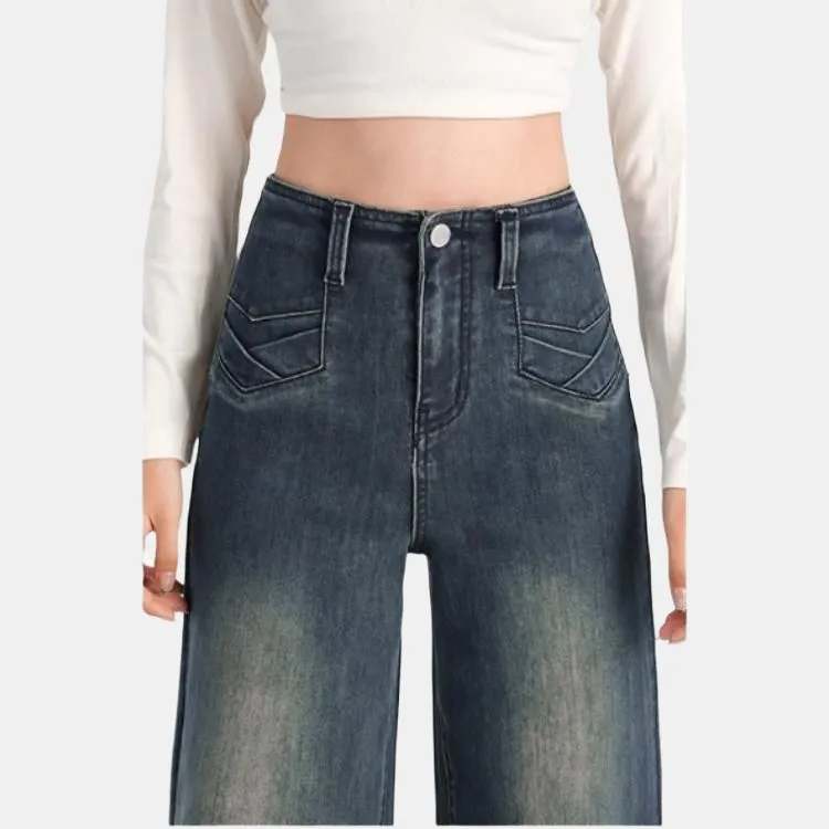 YINLEI Jeans Women's Vintage Blue-2