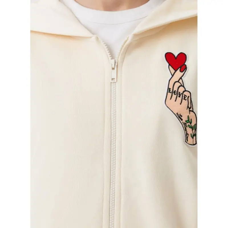 LOVE MOSCHINO Logo Patch Zip Up Hoodie-3