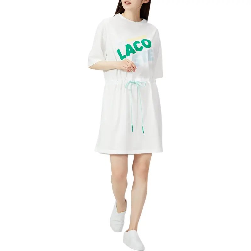 LACOSTE Short Sleeved Dress Women's White-2