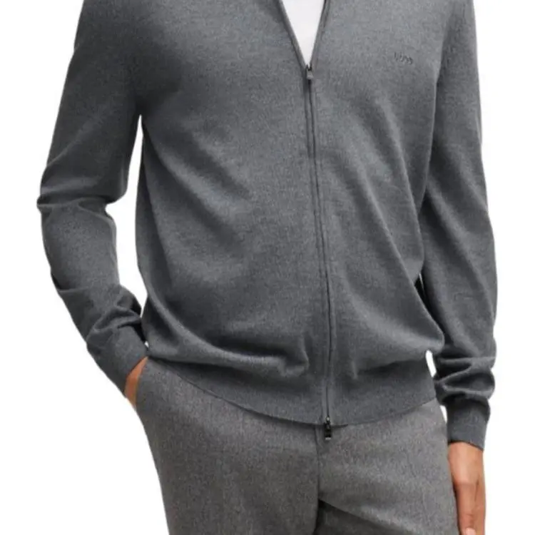 HUGO BOSS Logo Embroidered Zipped Knit Cardigan-5