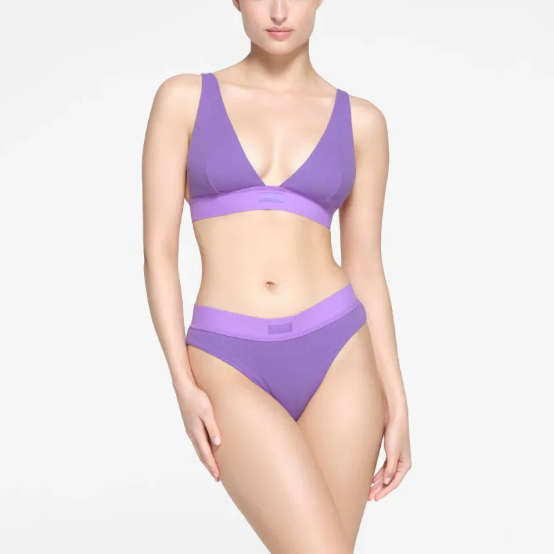 SKIMS COTTON RIB PLUNGE BRALETTE Bra Women's ULTRA VIOLET/Ultraviolet-1