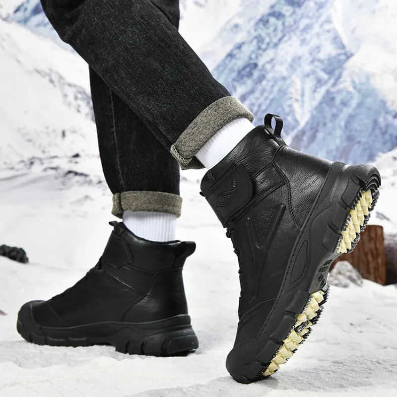 Yi Jiabao Warm Slip Resistant Short Snow Boots Men's Black-3