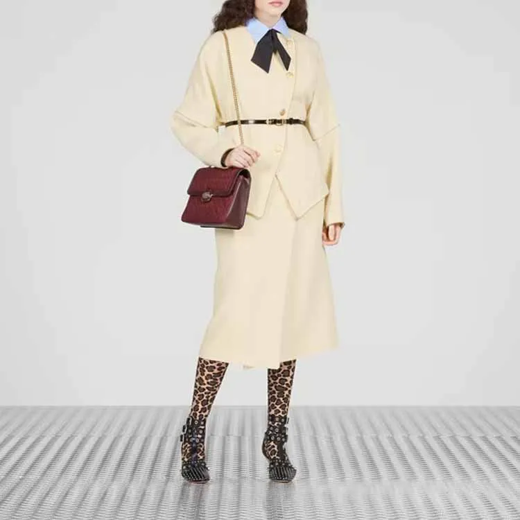 GUCCI Asymmetrical Wrap Linen Skirt-4