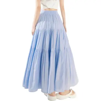 Wen Shan Casual Long Skirt Women's Light Blue