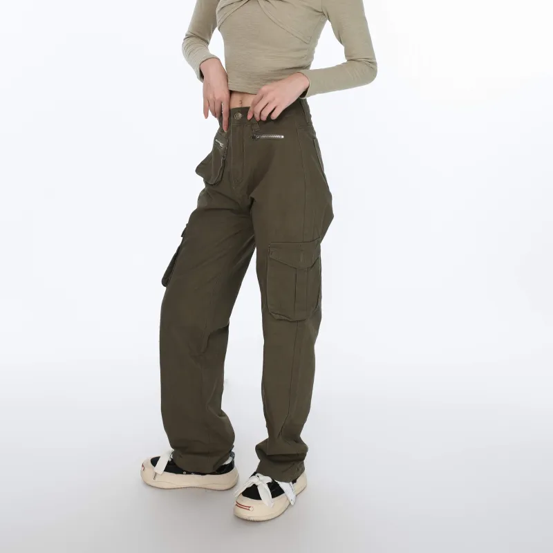 YuChaJia Cargo Pants Women's Army Green-1