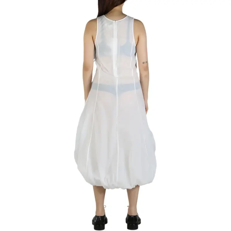 AMOMENTO Sheer Volume Dress 'White'-3