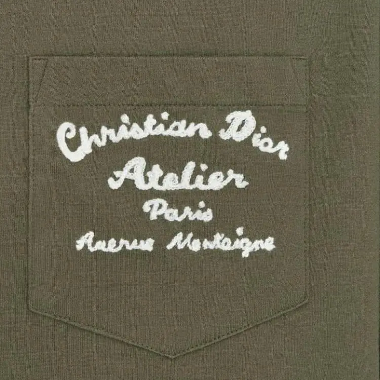 DIOR Back Letter Print Crew Neck Pullover Short Sleeved T Shirt Men's Dark Green-5