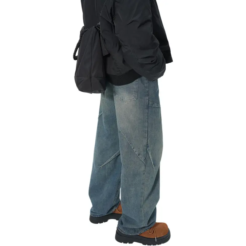 QOTRIOCK Jeans Unisex Vintage Blue-1