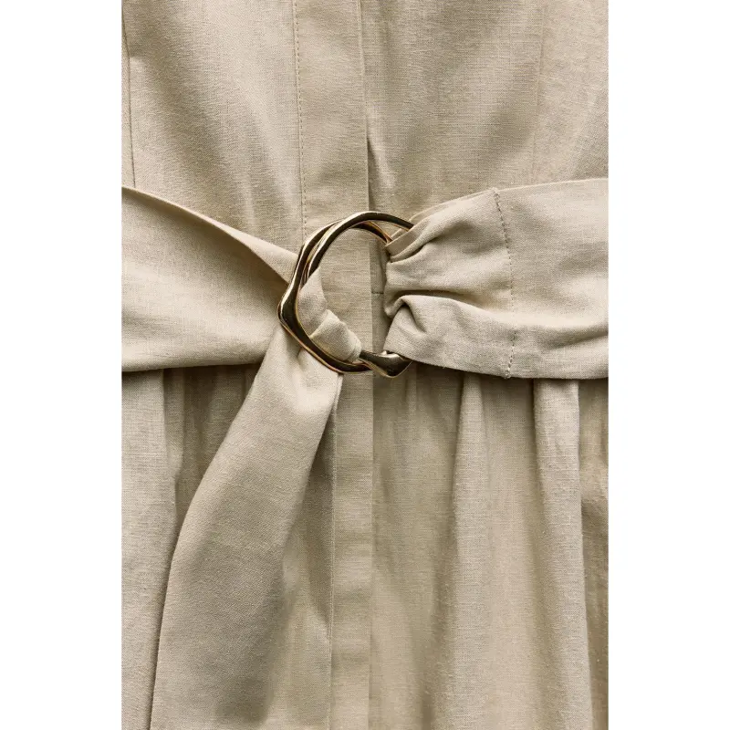 ZARA Short Sleeved Dresses Women's Light Beige-4