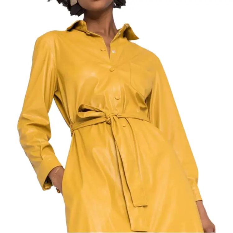 PINKO Long Sleeved Dress Women's Yellow-4