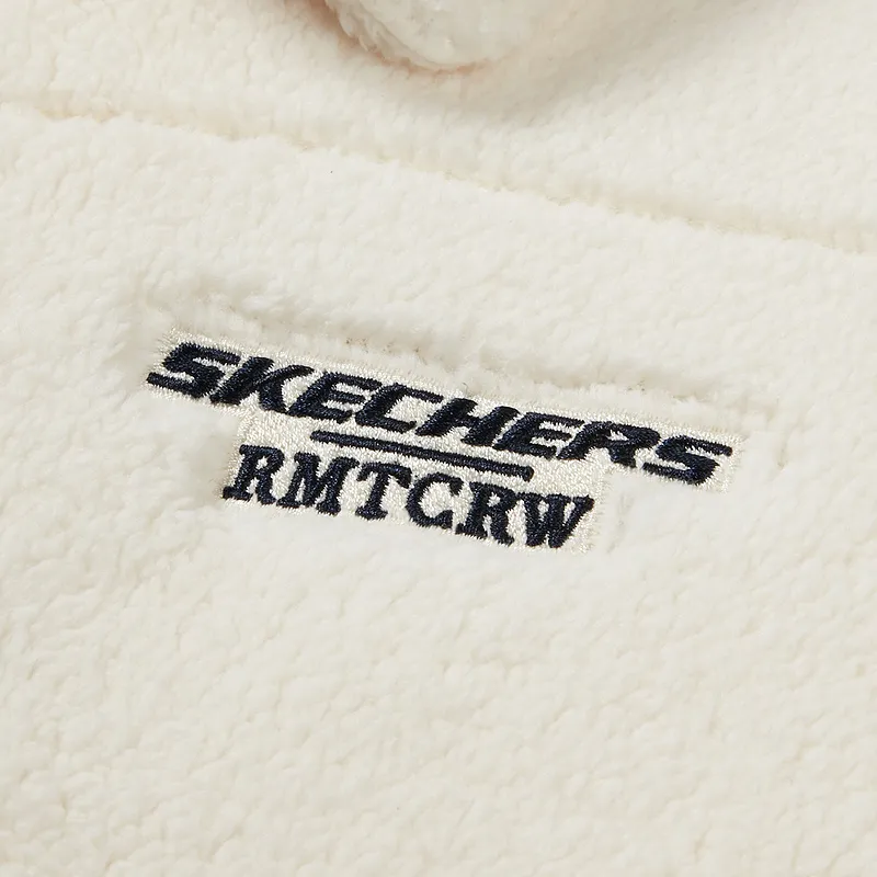 Skechers x Romantic Crown Velvet feel Coat Women's Cream Beige White-3