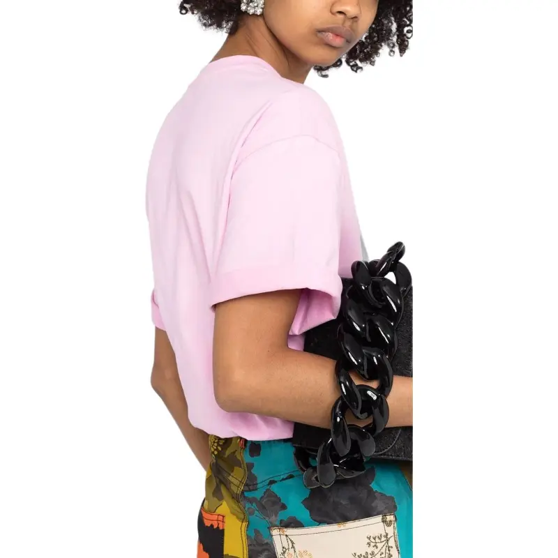 MSGM Drop Shoulder Sleeve T Shirt Women's Pink-4