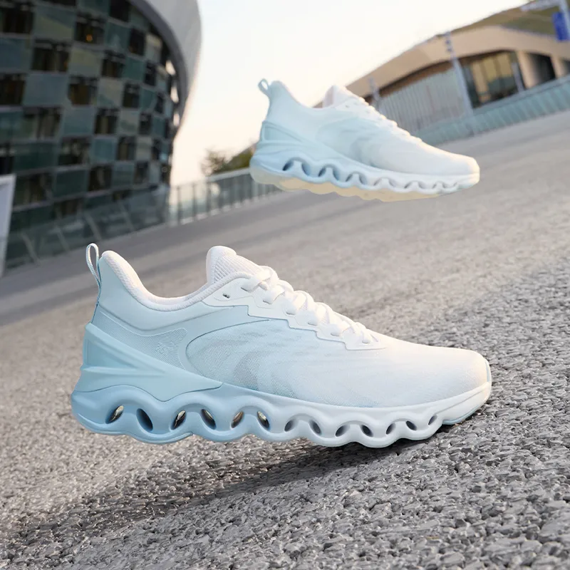 361° Cushioning Abrasion Resistant Lightweight Low Top Running Shoes Men's White Blue-7