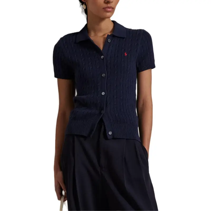 Polo Ralph Lauren Cable Short Sleeve Polo Cardigan-3