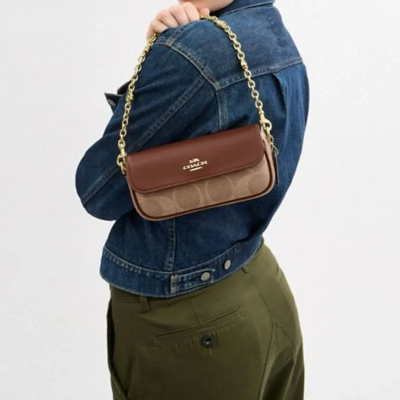 COACH Hailey Leather Shoulder Bag, Crossbody Bag Tubas Women's Brown-4