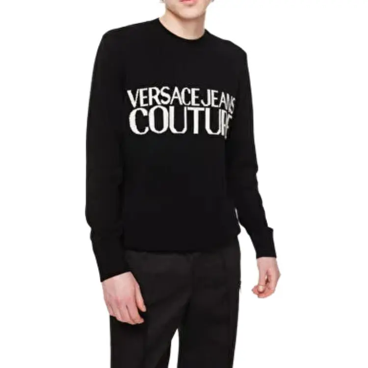 VERSACE JEANS Logo Intarsia Knitted Crewneck Jumper-3