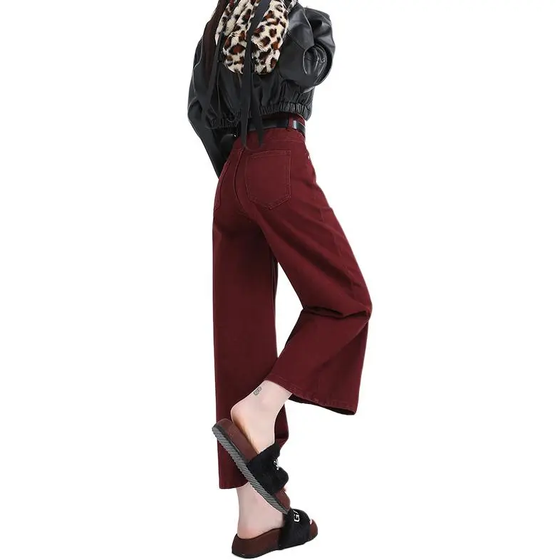 Wen Shan Jeans Women's Red Pants-1