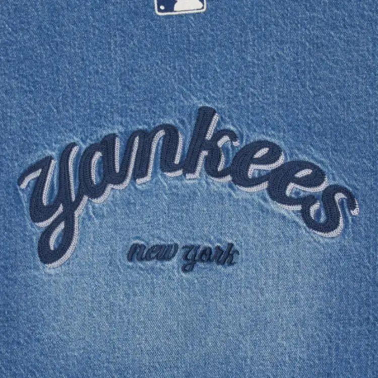 MLB Varsity New York Yankees Denim Jacket Women's Blue-4