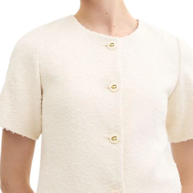 COACH Short Sleeved Dress Women's White-3