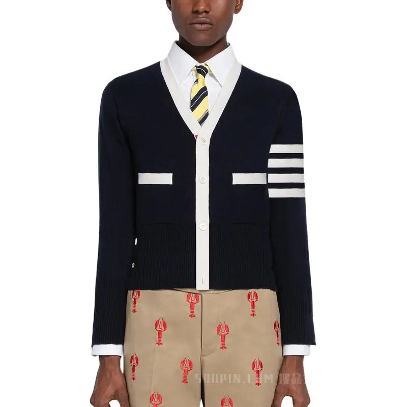 THOM BROWNE 4 Bar Cashmere Cardigan-3