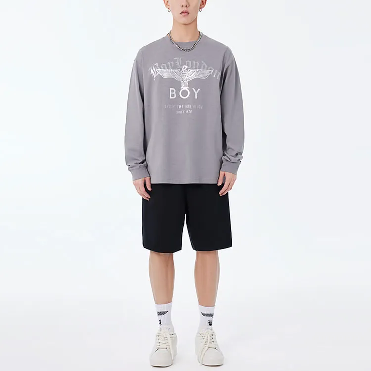 Boy London Drop Shoulder Sleeve T-Shirt Unisex Gray-1
